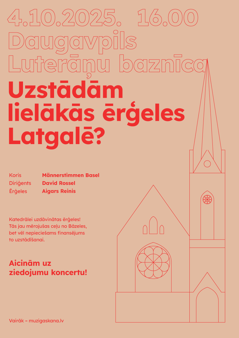 Aicina uz labdarības koncertu lielāko ērģeļu uzstādīšanai Daugavpilī
